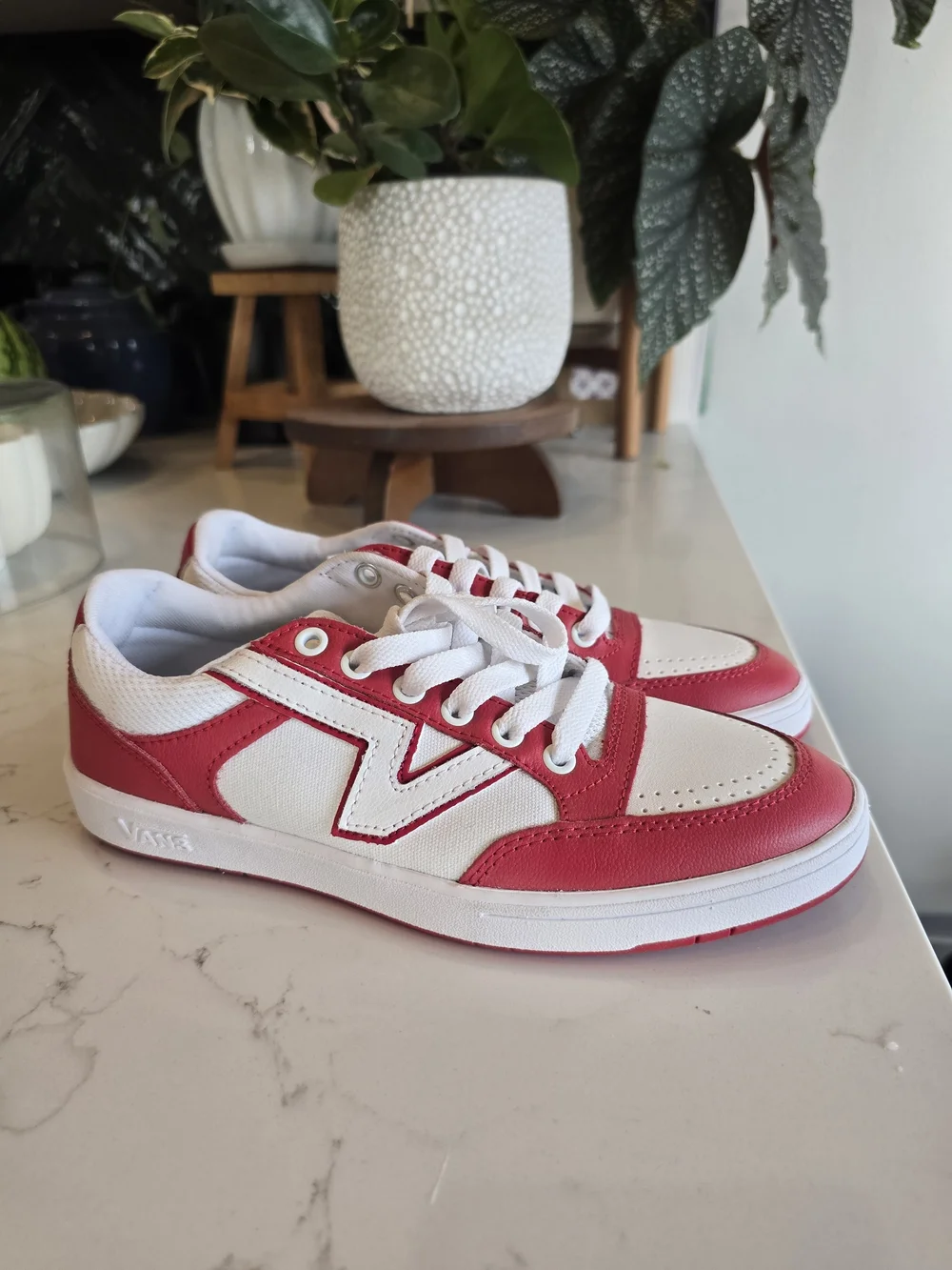 Vans Women's Red & White Low-Top Sneakers